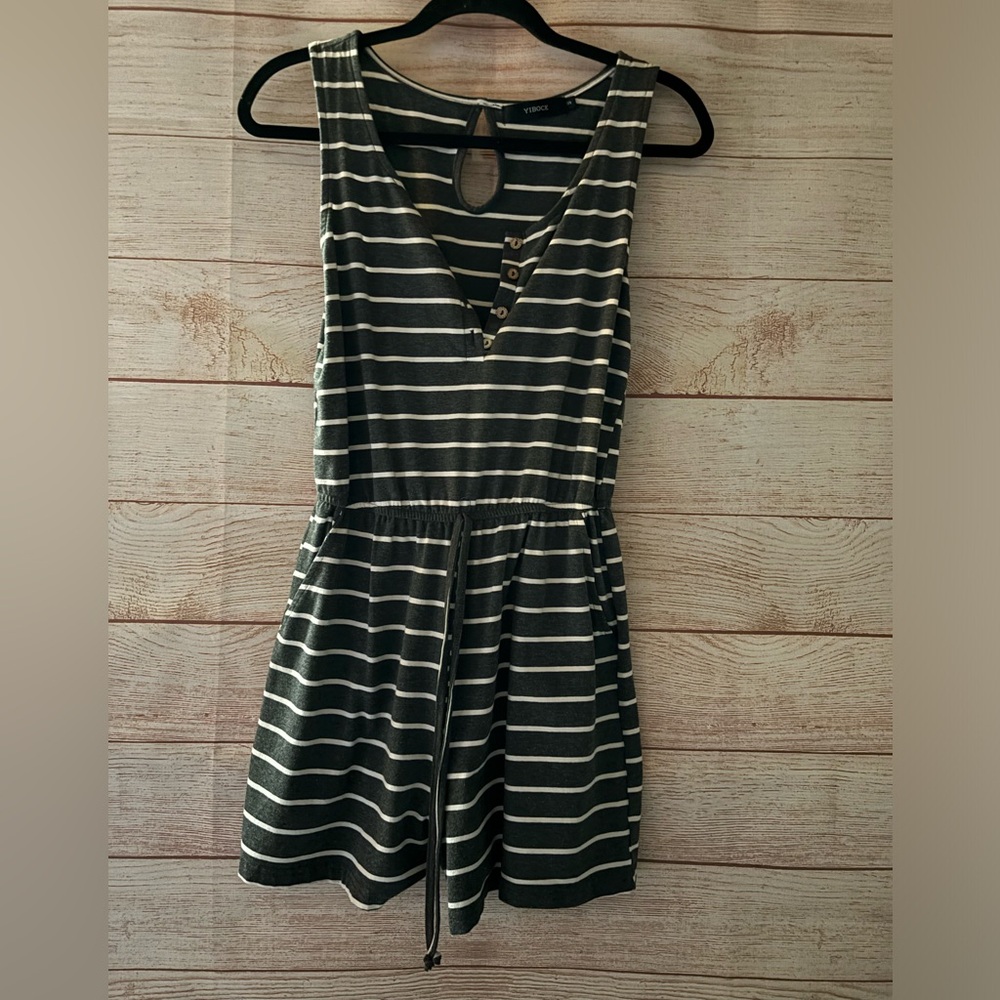 Yibock Grey Stripped Romper
